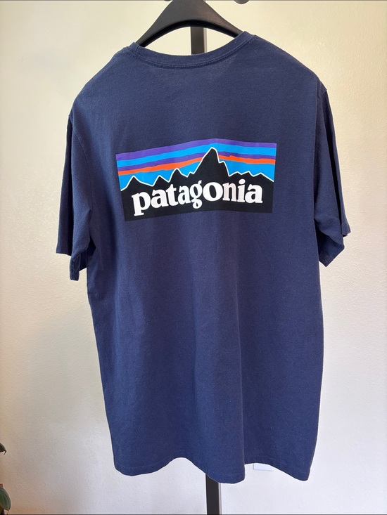 Patagonia Other - Patagonia Navy Short-Sleeve Tee with Color Stripe Logo